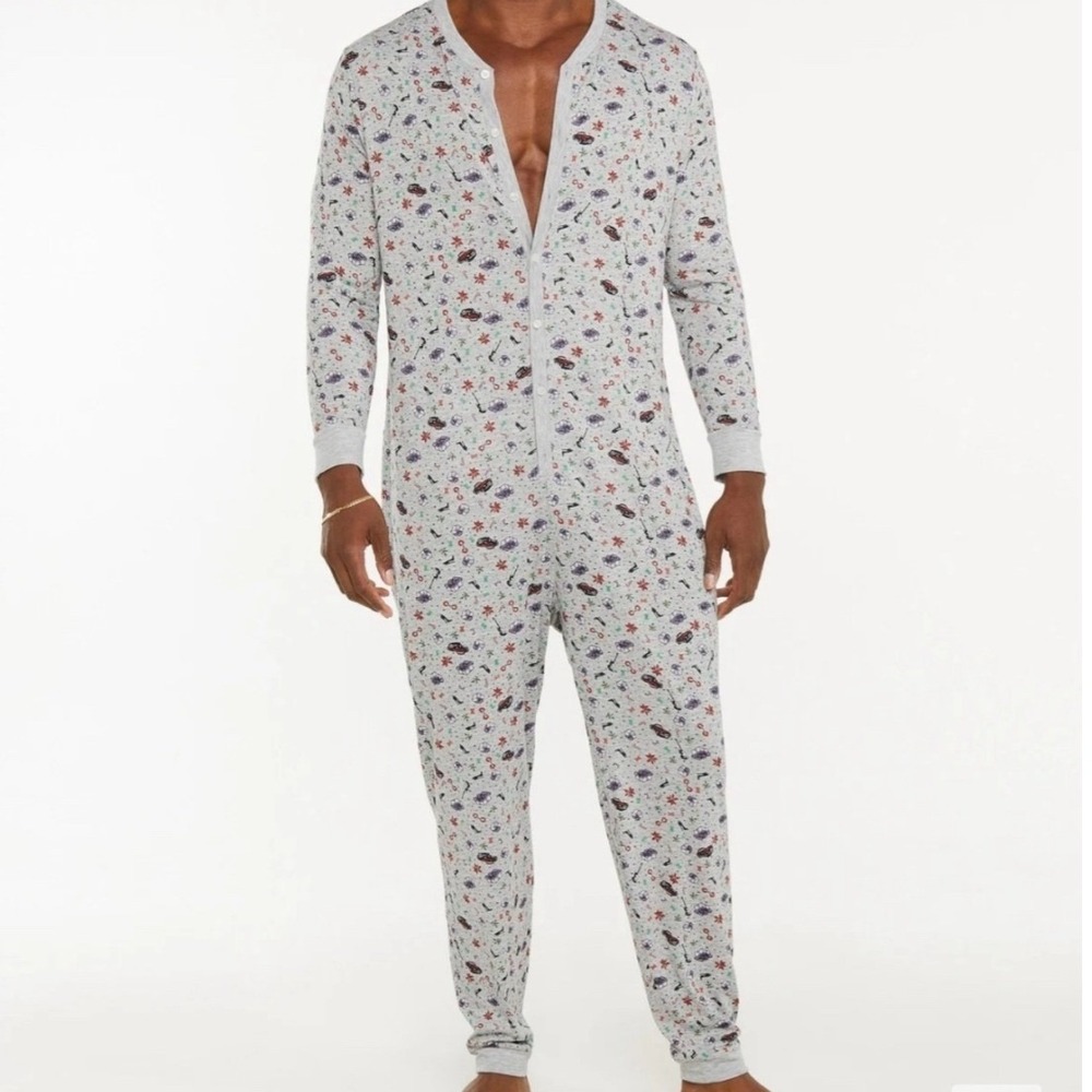 Savage x Fenty Men's Size Large Open Back One Piece Pajamas Gray 'Tis the Savage